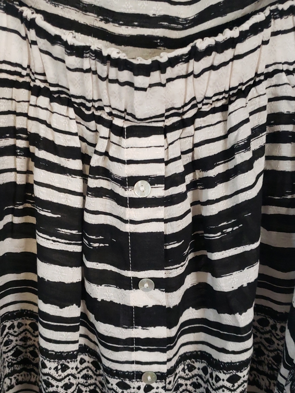 Jane + Delancey Striped Black & Ivory Print Sleeveless Tank Top, Medium - Picture 5 of 8